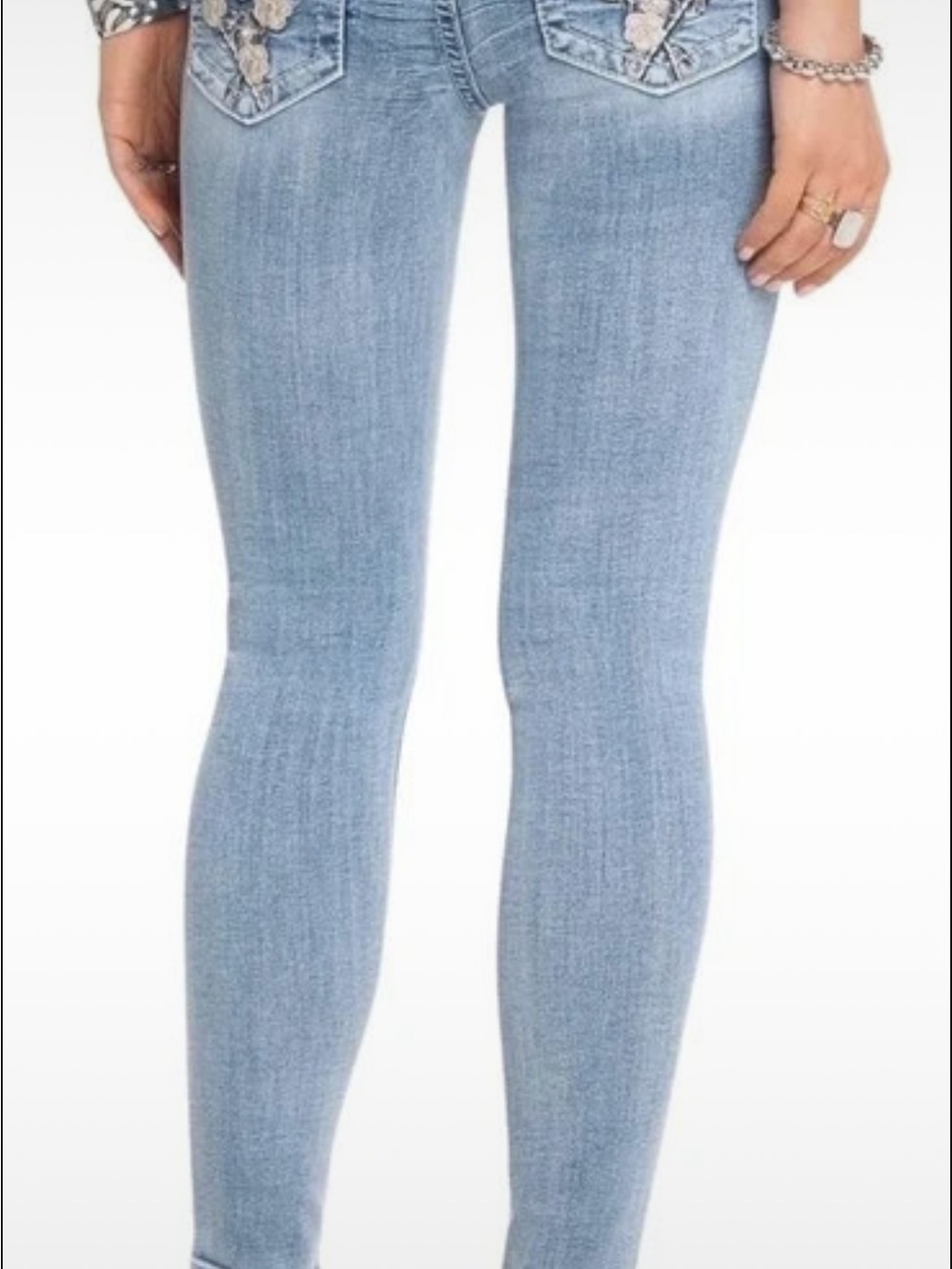 Miss Me Light Wash Skinny Jeans with Embroidered Back Pockets